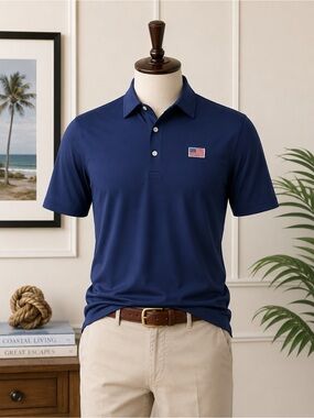 Chubbies Out Of The Blue Performance Men's Navy Polo Short Sleeve Shirt SZ XL